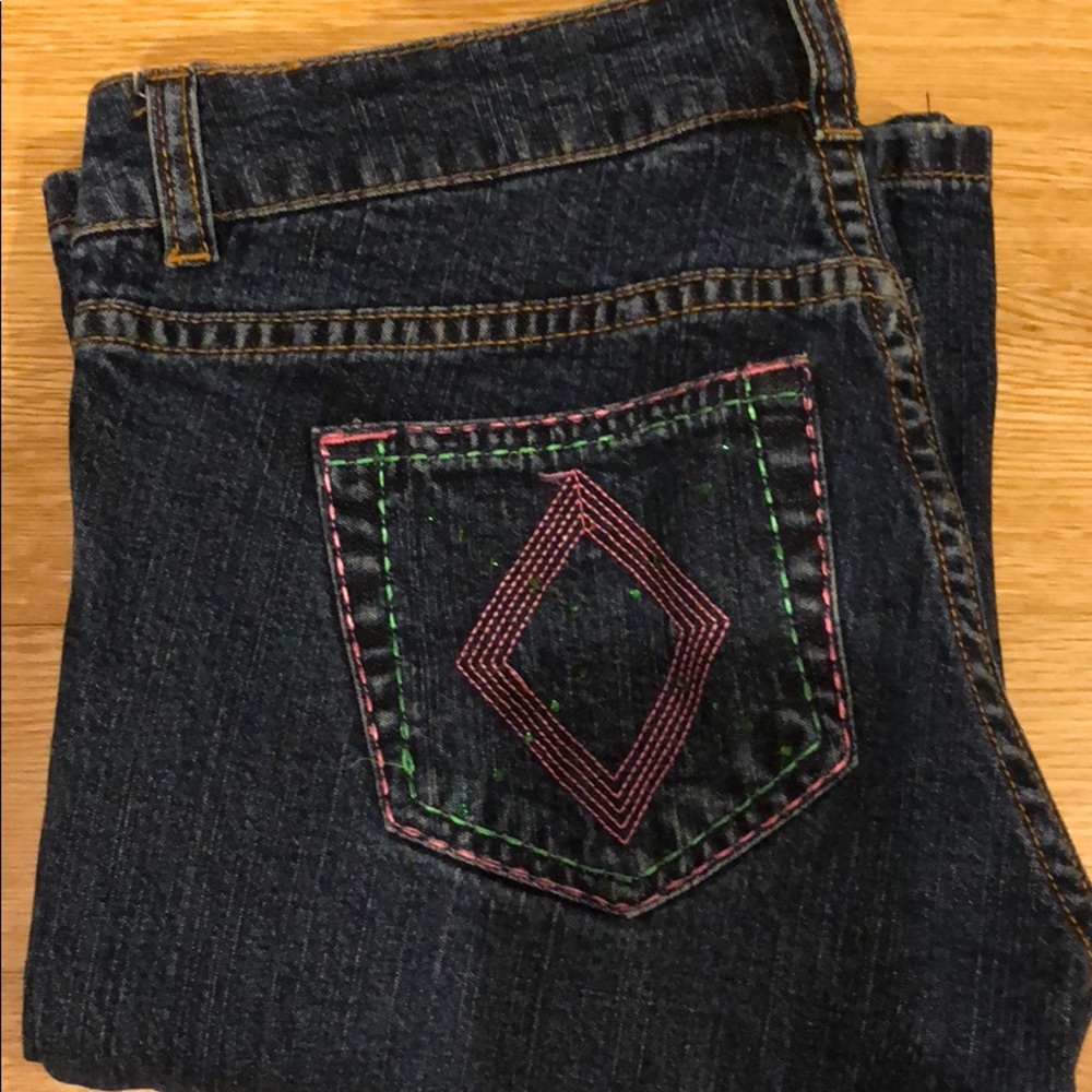 LILLY PULITZER BOOTCUT STRETCH EMBROIDERED JEANS